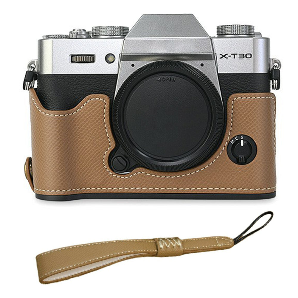 For Fujifilm XT10 / XT20 / XT30 / XT30 II PU Leather Camera Case Bottom Half-Body Protective Case with Hand Grip For Fujifilm XT10 / XT20 / XT30 / XT30 II PU Leather Camera Case Bottom Half-Body Protective Case with Hand Grip